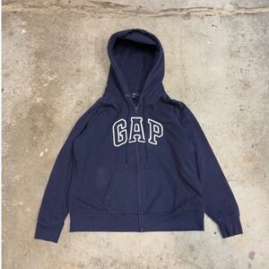 Gap Hoodie Full Zip Navy Blue Logo Women's XXL